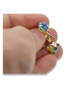 14 كارت من الذهب الأصفر 585 Aquamarine أقراط vec016y-aq روسي سوفيتي الاتحاد السوفيتي فينتاج آرت ديكو style Art Deco