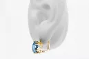 Yellow 14k gold 585 Aquamarine earrings vec016y-aq Russian Soviet USSR Vintage craft Art Deco style