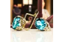 14K жълто злато 585 Aquamarine Обеци vec016y-aq Руски Съветски СССР Винтидж бижута Ар-деко style Art Deco