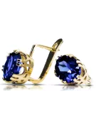 14 كارت من الذهب الأصفر 585 Sapphire أقراط vec016y-sp روسي سوفيتي الاتحاد السوفيتي مجوهرات فينتاج آرت ديكو style Art Deco