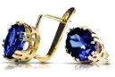 14 كارت من الذهب الأصفر 585 Sapphire أقراط vec016y-sp روسي سوفيتي الاتحاد السوفيتي مجوهرات فينتاج آرت ديكو style Art Deco