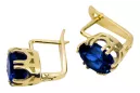 Yellow 14k gold 585 Sapphire earrings vec016y-sp Russian Soviet USSR Vintage style Art Deco style