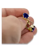 14k žluté zlato 585 Sapphire náušnice vec016y-sp Russian Soviet USSR Vintage style Art Deco style