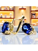 14k geltonas auksas 585 Sapphire auskarai vec016y-sp Rusų Tarybinis TSRS Vintažiniai papuošalai Art Deco style SSRS vintažo papu