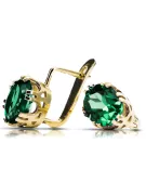 14K жълто злато 585 Emerald Обеци vec016y-em Руски Съветски СССР Винтидж бижута Ар-деко style Art Deco
