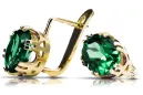 14k κίτρινο χρυσό 585 Emerald Σκουλαρίκια vec016y-em Russian Soviet USSR Vintage craft Art Deco style