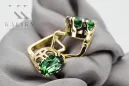 14k κίτρινο χρυσό 585 Emerald Σκουλαρίκια vec016y-em Russian Soviet USSR Vintage craft Art Deco style