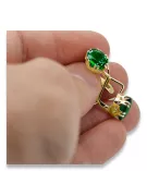 14k κίτρινο χρυσό 585 Emerald Σκουλαρίκια vec016y-em Russian Soviet USSR Vintage craft Art Deco style