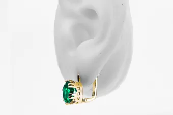 14К жовте золото 585 Emerald Сережки vec016y-em Російський Радянський СРСР Вінтаж Ар-деко style Art Deco