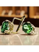Kolczyki z żółtego 14k złota 585 z Szmaragdem vec016y-em ZSRR styl Vintage unikatowe Art Deco