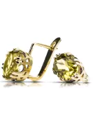 14k žlté zlato 585 Yellow Peridot náušnice vec016y-yp Russian Soviet USSR Vintage Art Deco style