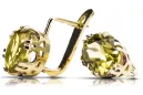 14k žlté zlato 585 Yellow Peridot náušnice vec016y-yp Russian Soviet USSR Vintage Art Deco style
