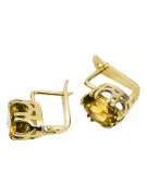 Or jaune 14 carats 585 Yellow Peridot des boucles d'oreilles vec016y-yp Russe Soviétique URSS Style vintage Art Deco style