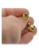 14 كارت من الذهب الأصفر 585 Yellow Peridot أقراط vec016y-yp روسي سوفيتي الاتحاد السوفيتي حرف يدوية فينتاج آرت ديكو style Art Dec