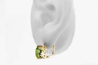 Aur galben 14K 585 Yellow Peridot cercei vec016y-yp Rusesc Sovietic URSS Vintage bijuterii Art Deco style