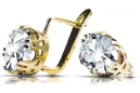 Kolczyki z żółtego 14k złota 585 z Cyrkonią vec016y-zi Sowiecki styl Vintage Biżuteria Art Deco