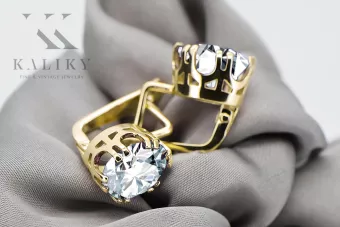 14 Karat Gelbgold 585 Zircon ohrringe vec016y-zi Russisch Sowjetisch UdSSR Vintage Schmuck Art Deco style
