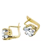 Oro amarillo de 14 quilates 585 Zircon pendientes vec016y-zi Ruso Soviético URSS Estilo vintage Art Deco style