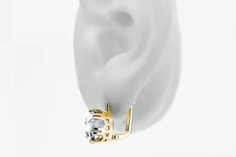 Oro amarillo de 14 quilates 585 Zircon pendientes vec016y-zi Ruso Soviético URSS Estilo vintage Art Deco style