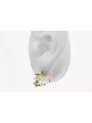 Or jaune 14 carats 585 Zircon des boucles d'oreilles vec016y-zi Russe Soviétique URSS Style vintage Art Deco style
