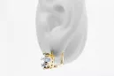 Or jaune 14 carats 585 Zircon des boucles d'oreilles vec016y-zi Russe Soviétique URSS Style vintage Art Deco style