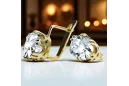 Yellow 14k gold 585 Zircon earrings vec016y-zi Russian Soviet USSR Vintage style Art Deco style