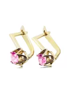Or jaune 14 carats 585 Amethyst des boucles d'oreilles vec005y-am Russe Soviétique URSS Artisanat vintage Art Deco style