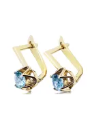 14k žluté zlato 585 Aquamarine náušnice vec005y-aq Russian Soviet USSR Vintage Jewlery Art Deco style