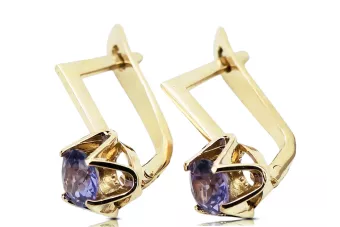 Kolczyki z żółtego 14k złota 585 z Aleksandrytem vec005y-ax Rosyjski Styl Vintage Art Deco