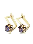 Aur galben 14K 585 Alexandrite cercei vec005y-ax Rusesc Sovietic URSS Vintage bijuterii Art Deco style