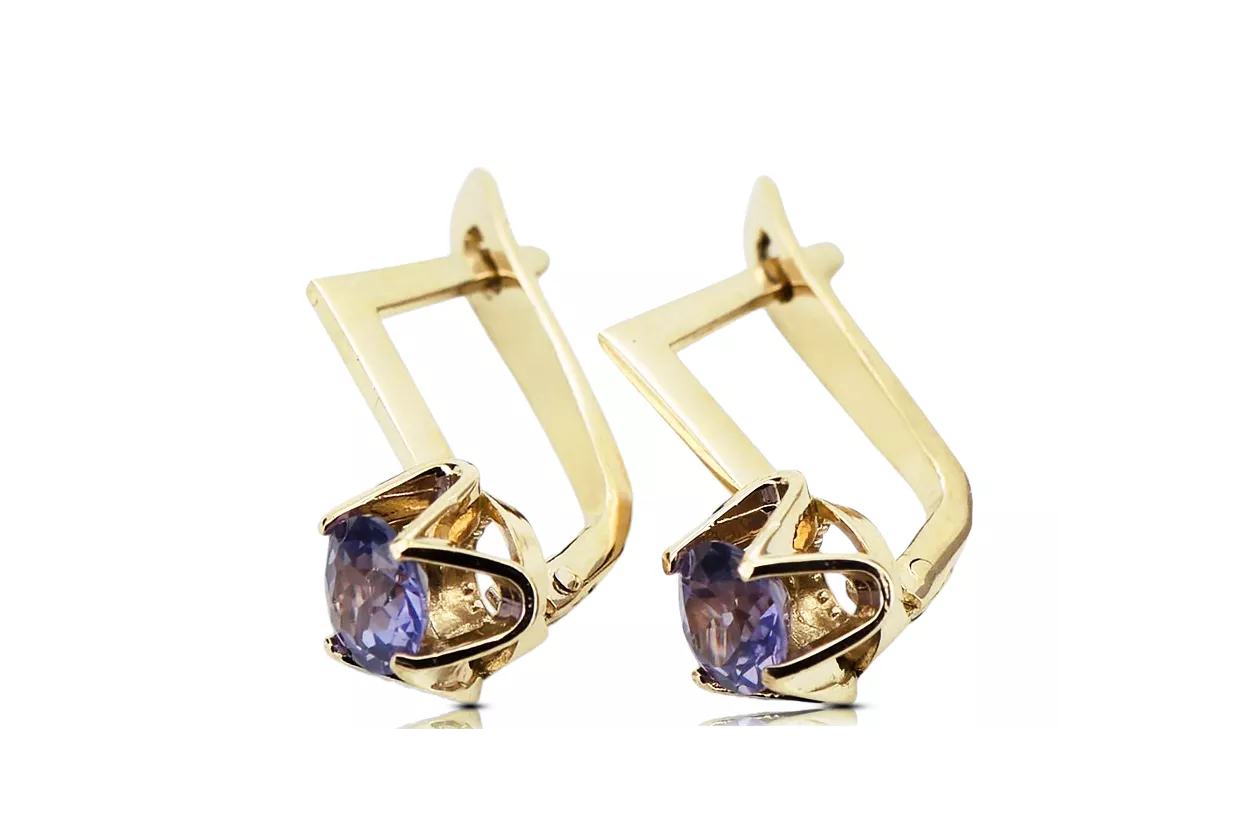 14 Karat Gelbgold 585 Alexandrite ohrringe vec005y-ax Russisch Sowjetisch UdSSR Vintage Art Deco style