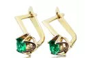 Or jaune 14 carats 585 Emerald des boucles d'oreilles vec005y-em Russe Soviétique URSS Bijoux vintage Art Deco style