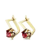 14K жълто злато 585 Ruby Обеци vec005y-rb Руски Съветски СССР Винтидж бижута Ар-деко style Art Deco