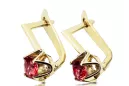 14k žlté zlato 585 Ruby náušnice vec005y-rb Russian Soviet USSR Vintage Art Deco style