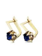 14k žlté zlato 585 Sapphire náušnice vec005y-sp Russian Soviet USSR Vintage style Art Deco style