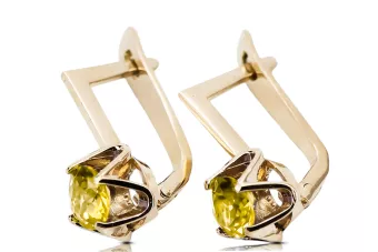 14 كارت من الذهب الأصفر 585 Yellow Peridot أقراط vec005y-yp روسي سوفيتي الاتحاد السوفيتي حرف يدوية فينتاج آرت ديكو style Art Dec