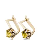 14К жовте золото 585 Yellow Peridot Сережки vec005y-yp Російський Радянський СРСР Вінтаж прикраси Ар-деко style Art Deco