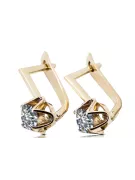 14k κίτρινο χρυσό 585 Zircon Σκουλαρίκια vec005y-zi Russian Soviet USSR Vintage Art Deco style