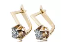 Yellow 14k gold 585 Zircon earrings vec005y-zi Russian Soviet USSR Vintage Jewelry Art Deco style