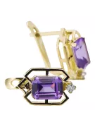 14k žlté zlato 585 Alexandrite náušnice vec020y-ax Russian Soviet USSR Vintage craft Art Deco style