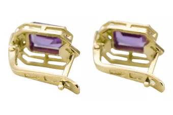 Aur galben 14K 585 Alexandrite cercei vec020y-ax Rusesc Sovietic URSS Vintage bijuterii Art Deco style