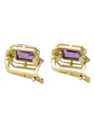 Oro amarillo de 14 quilates 585 Alexandrite pendientes vec020y-ax Ruso Soviético URSS Artesanía vintage Art Deco style