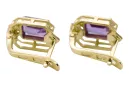 Or jaune 14 carats 585 Alexandrite des boucles d'oreilles vec020y-ax Russe Soviétique URSS Style vintage Art Deco style