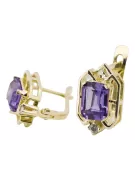 Kolczyki z żółtego 14k złota 585 z Aleksandrytem vec020y-ax ZSRR styl Vintage unikatowe Art Deco
