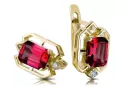14k geltonas auksas 585 Ruby auskarai vec020y-rb Rusų Tarybinis TSRS Vintažinis stilius Art Deco style Rusiškas sovietinis SSRS 