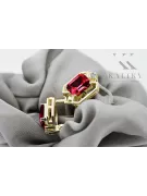 14k geltonas auksas 585 Ruby auskarai vec020y-rb Rusų Tarybinis TSRS Vintažinis stilius Art Deco style Rusiškas sovietinis SSRS 