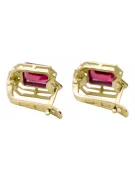 14k geltonas auksas 585 Ruby auskarai vec020y-rb Rusų Tarybinis TSRS Vintažinis stilius Art Deco style Rusiškas sovietinis SSRS 