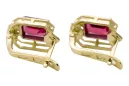 Oro amarillo de 14 quilates 585 Ruby pendientes vec020y-rb Ruso Soviético URSS Joyería vintage Art Deco style