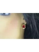 Oro amarillo de 14 quilates 585 Ruby pendientes vec020y-rb Ruso Soviético URSS Joyería vintage Art Deco style