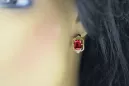14K жълто злато 585 Ruby Обеци vec020y-rb Руски Съветски СССР Винтидж бижута Ар-деко style Art Deco